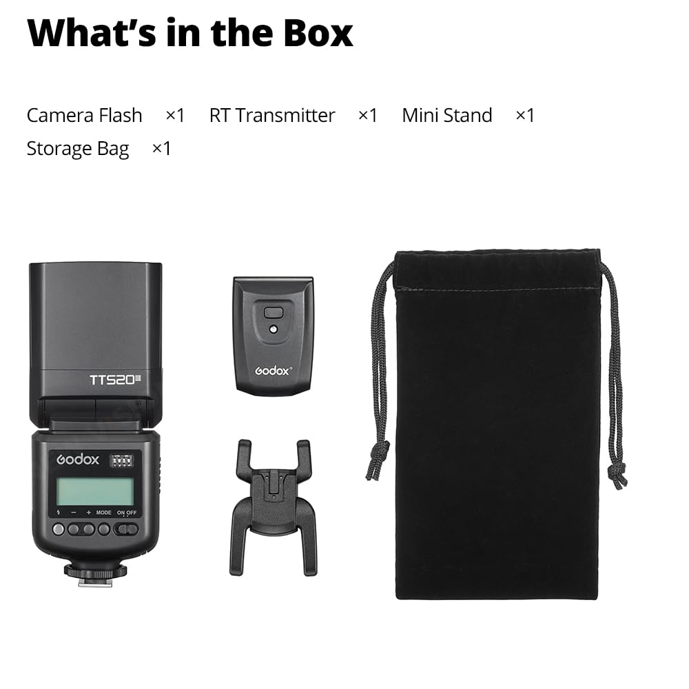GODOX TT520 III - Flash de cámara universal Speedlite, con disparador inalámbrico GN33 433 MHz, receptor inalámbrico, modos S1/S2, 8 niveles de potencia, compatible con cámaras Canon, Nikon, Pentax