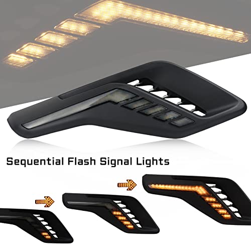 Geegeetop Front Fender Side Marker Clear Led Light Amber Sequential Flash Signal/Drl Lamp Compatible With Ford F-150 F150 Raptor R Crew Cab 2021-2023 Pickup Truck #TOP1