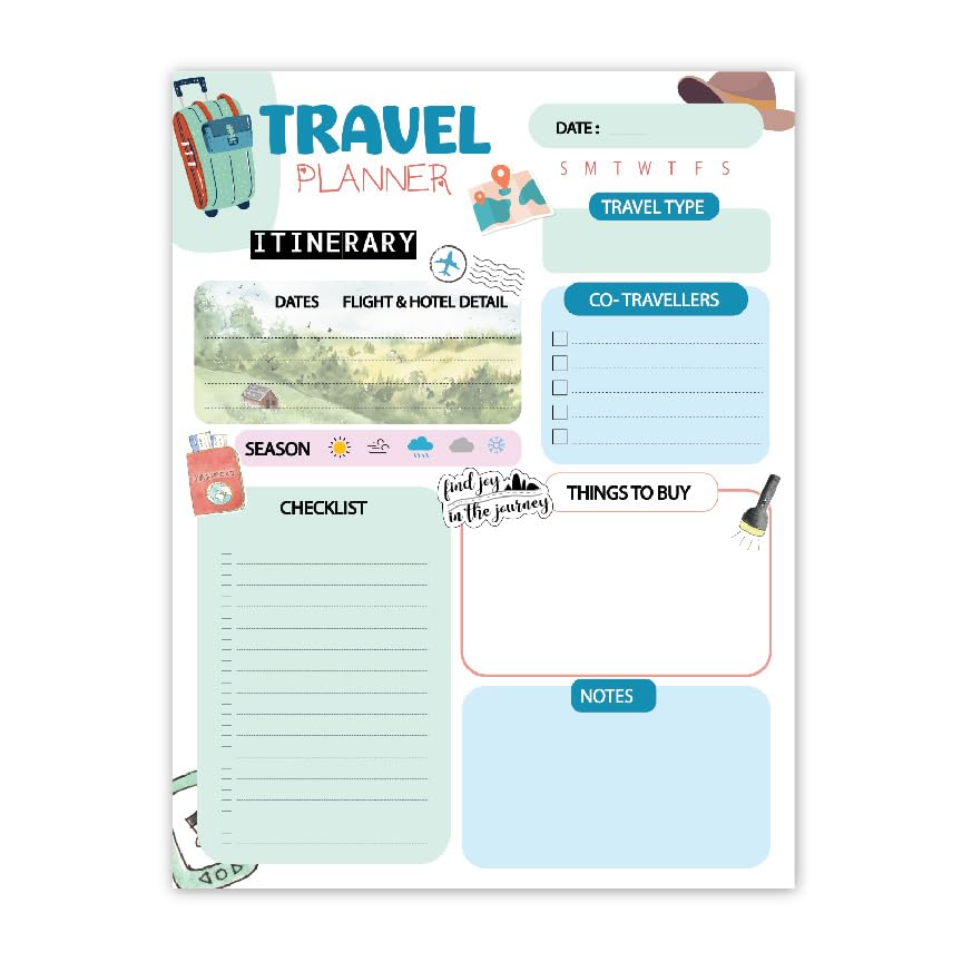 anujarusiya To do List Notepad, Daily Planner with 60 tear off sheets | 120 GSM Bleed Proof paper| Organizing Memo Pad for frequent travelers, travel agencies (WanderList)-image-10