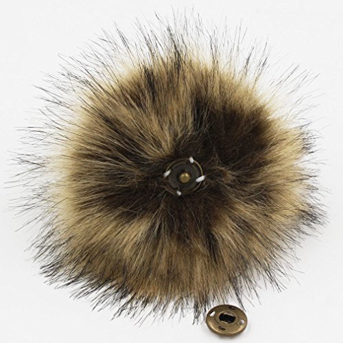 12pcs DIY Faux Fake Fur Pom Pom Fluffy Pompom Ball with Press Button for Knitting Hats Accessories 4.3 Inches (Colorful Mix)