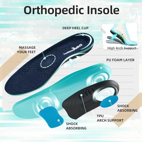 Image of OrthoComfoot Men's Orthopedic Cushioned Walking Shoes with Arch Support, Plantar Fasciitis Relief, Breathable Orthotic Fashion Sneakers for All-Day Standing & Heel Pain
