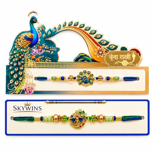 Image of Rakhi for Brother Set of 2 with Roli Chawal | Peacock & Ganesh Ji Designer Rakhdi | Raakhi Combo Set for Brother | Traditional Rakhis for Raksha Bandhan | Gift for Brother sk2