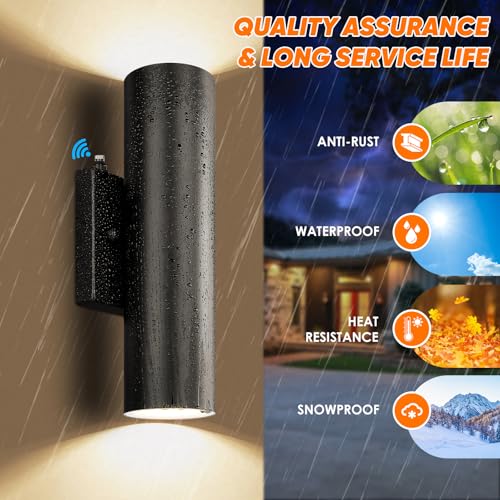 Image of 2-Pack Dusk to Dawn LED Outdoor Lighting, 12W Outdoor Wall Light Fixtures | Modern 2700K Porch Lights Wall Mount, Black Exterior Lighting Fixtures, Waterproof Outside Lights for House, Patio