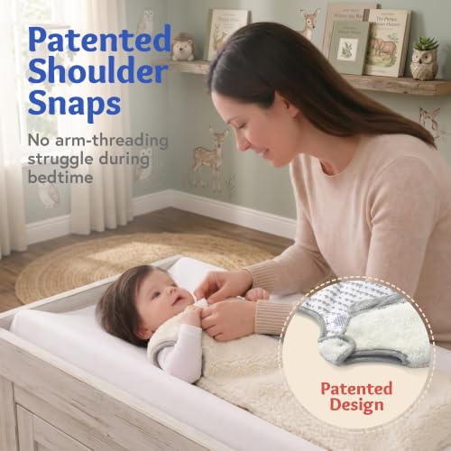 Image of Baby Deedee Sleep Nest Teddy - Sherpa Sleep Sack 2.5 TOG 18-36M Fuzzy Dino | Patented shoulder snaps and full-length zipper support easy dressing and diaper changes for cooler routines