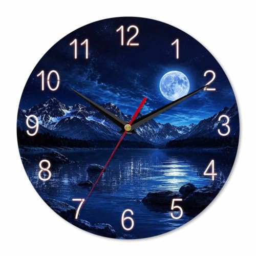 SheEasy Lake Wilderness Wall Clock 10inch for Home Office Battery Operated