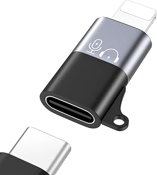MoKo for DJI Mic Mini USB C to Lighting Phone Adapter - Lightning to USB-C Audio Adapter for iPhone 14/13/12/11/Apple EarPods/Wireless Mic Receiver/Phone, Support Charging -1 Pack