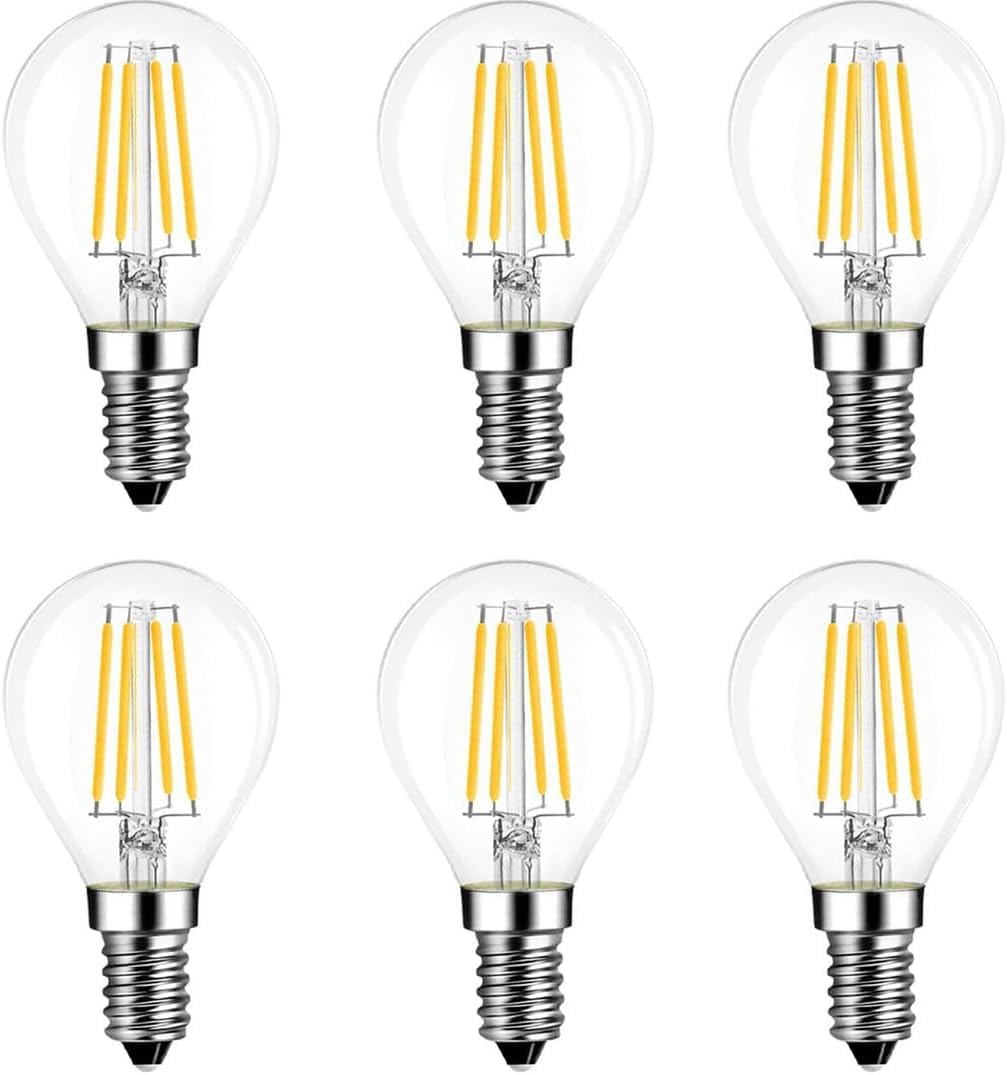 FKLiLEBU 6 Pack G45 LED Mini Globe Bulb E14 4W, Non Dimmable Warm White 2700K Filament, Energy Saving Vintage SES LED Golf Ball Bulb, Small Screw Base, Decorative Lighting