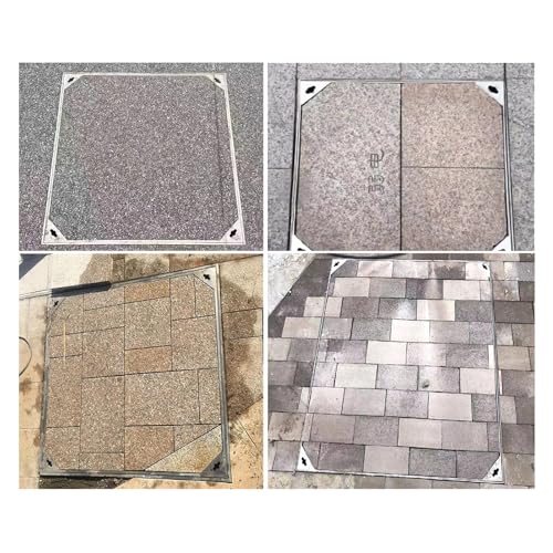 Image of 1.6X1.6X0.3 ft Manhole Cover Square,304 Invisible Manhole,Sewer Underground Drainage Heavy Duty Flat Lids Stainless Steel Frame Embedded Concrete for Yard Pavement Parking Lot Septic Tank