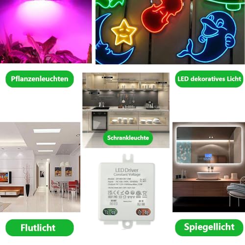 2 Pcs LED Mini 12V/DC 12W Gleichstromtreiber, 0-10W für Lampen und Beleuchtungen, elektronischer Trafo