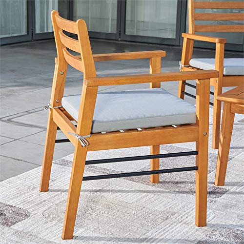 Vifah Gloucester Contemporary Patio Dining Chair, Golden Oak Wood Color #TOP2