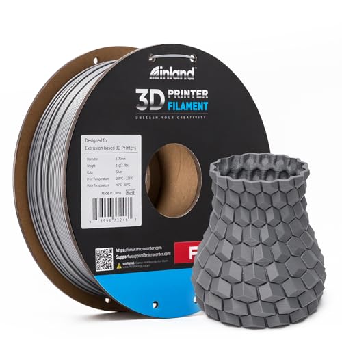 INLAND Micro Center PLA+ 3D Printing Filament 1.75mm – PLA Pro Dimensional Accuracy +/- 0.03 mm – 1kg Cardboard Spool (2.2 lbs) (1 Pack Silver, 1.75mm)