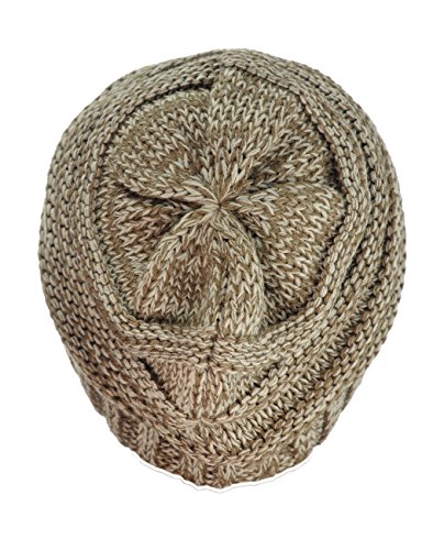 NYFASHION101 Oversized Baggy Slouchy Thick Winter Beanie Hat, Taupe Mix - Thumbnail 4