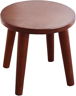 Solid Wood Step Stool Plant Stand Round Footrest 10 inch Portable Detachable Legs Vanity Stool (Brown) (262626)