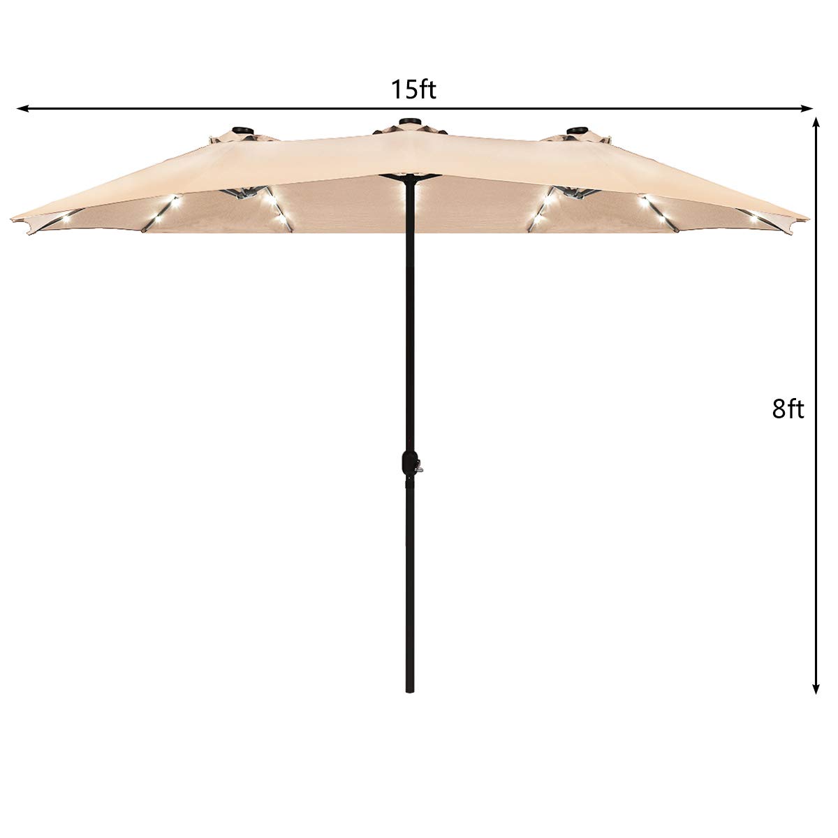 Amazon Com Tangkula 15 Ft Solar Led Patio Double Sided Umbrella Outdoor Extra Large Market Umbrella With 36 Led Lights Solar Powered Led Umbrella With Crank Handle 12 Ribs Solar Outdoor Twin Table