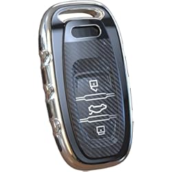 Funda Llave Audi A1 OATSBASF Funda para llave de coche adecuada para Audi, funda para llave sin llave A4 A5 A6 A7 Q5 Q7 Q8 RS SQ 3 botones Caja para llaves (C-negro)