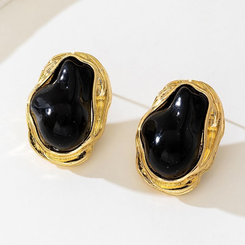 Big Baroque Pearl Earrings for Women Trendy Gold Pearl Statement Earrings Large Gold Chunky Earring Irregular Red Black Purple Green Pink Pearls Stud Earring Vintage Unique Chunky Jewelry - Image 3