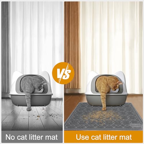 Motsamla Cat Litter Box Mat, 24\" x 17\" Large Kitty Litter Trapping Mat Keep Floor Clean, Litter Box Mat Scatter Control, Waterproof, Easy to Clean, Durable Size Litter Mats for Floor