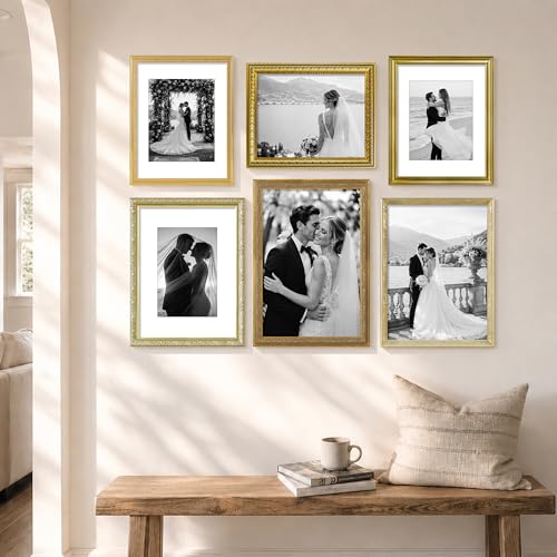 Image of VIOLABBEY 18x24 Poster Frame Gold 2Pack, Vintage Frames Ornate without Mat | Gold Picture Frames, Vintage Antique Design for Wall Hanging, HD Plexiglass, Wall Decor