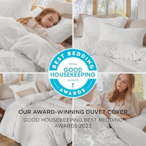 Bedsure Boho Duvet Cover Queen Size - White Breathable & Soft Boho Bedding, Machine Washable Comforter Cover for All Seasons, Includes 1 Duvet Cover 90"x90" with 2 Pillow Shams & Zipper Closure 01 - White (No Comforter) Queen (90" x 90") image 2 of 9 B08CXRHJZD