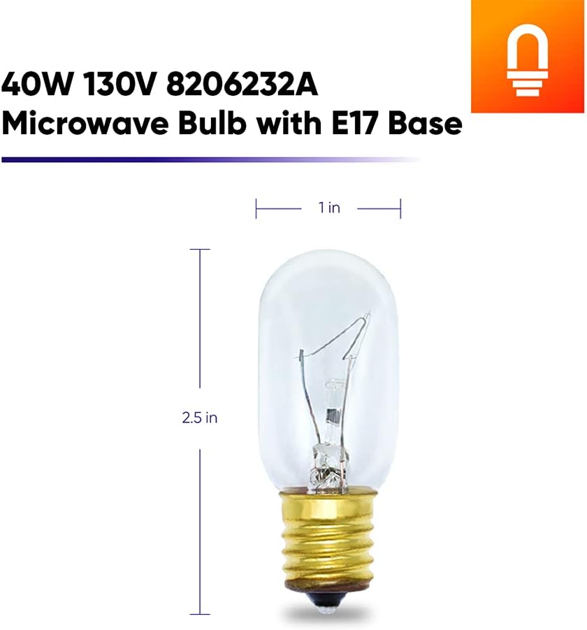 lumenivo Replacement for 8206232a Whirlpool Microwave 40w Appliance Light Bulb – Dimmable E17 Base 130V 40 Watt Microwave Bulb Replaces 125v 40w Microwave Bulbs & Cooktop Light Bulb – 4 Pack