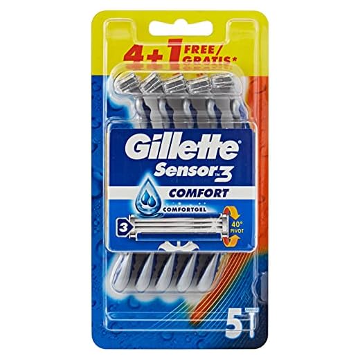 Gillette Sensor3 - Maquinilla desechable para Hombre, Hasta 10 Cómodos Afeitados por Maquinilla, 4+1 Uds