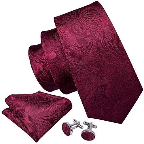 Image of Barry.Wang Men Suspender Set with Necktie Elastic Y Type Heavy Duty 6 Clips Braces Tie Handkerchief Cufflink Pin 6PCS