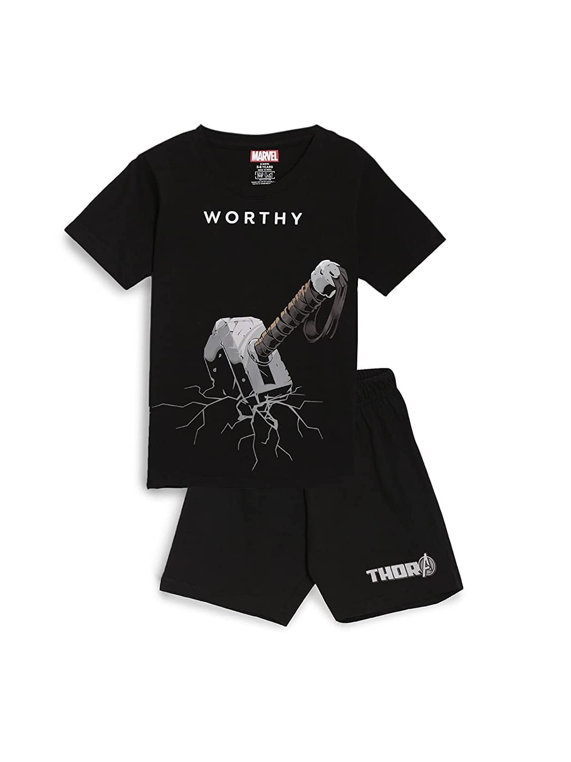 Nap Chief Kids Cotton Official Marvel Superhero's Printed Co ord Sets for Boys & Girls, T Shirt and Shorts for Casual Wear