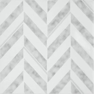 Retro Self Adhesive 12-Inch Vinyl Floor Tiles, 20 Tiles - 12" x 12", Chevron Pattern - Peel & Stick, DIY Flooring for Kitchen, Dining Room, Bedrooms & Bathrooms by Achim Home Decor