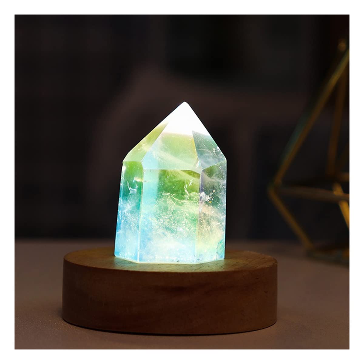 JUIYU Crystal Stone Natural Citrine Crystal Point Wand Lamp Amethyst Lamp Home Decoration Presents (Color : Light green) โ image 1