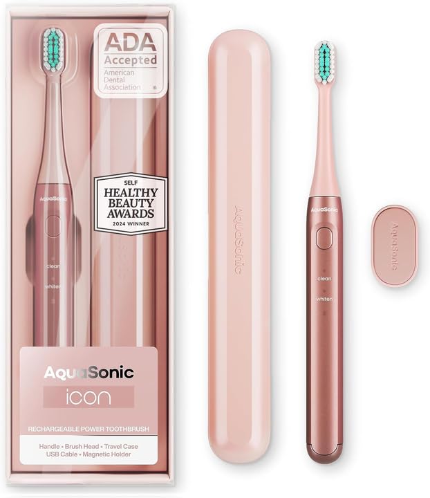 Sponsored Ad - Icon ADA-Accepted Rechargeable Toothbrush | Magnetic Holder & Slim Travel Case | 2 Brushing Modes & Smart Timers | Gentle Micro-Vibrations (Blush)