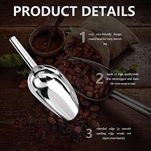 GZLCEU Set of 4 Ice Scoops Stainless Steel Versatile Flour Scoop for Sweets Ice Cubes Grains Nuts and Kitchen Bar Buffet Party Wedding (Silver) - Image 4