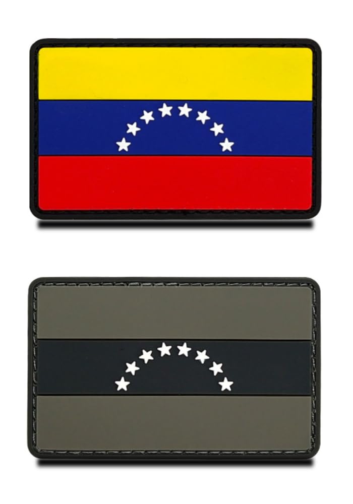 Zcketo 2 PCS 3D PVC Rubber Venezuela National Flag Patch, Heavy Duty and Solid Material, Hooked Backing Tactical Venezuelan Emblem Patch for Clothes Backpack Uniform Vest Biker Travel
