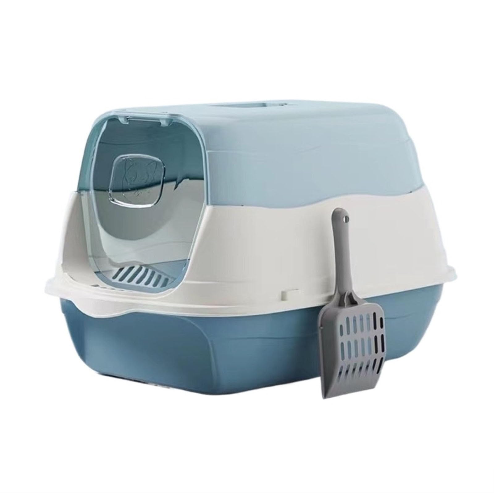 Exclusivo para Gatos y Perros Caja de Arena for Gatos con Tapa, Bandeja for, Completamente Cerrada Pala for Interiores para Interiores(Blue)