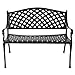 Sunnydaze 39-Inch Outdoor Bench for Patio or Park - Metal Garden Bench for Outdoors - Front Porch or Backyard Seat for Two - Black