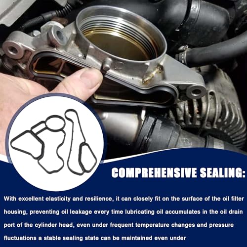 Image of Oil Filter Housing Gasket Oil Filter Housing Bolt Seal Kit Compatible with BMW 1 SERIES M 128i 135i 323i 325xi 328i 328xi 330i 330xi 335i 530i 535i M2 X4 X5 X6 Z4,Replace for 11428637821 11428637820