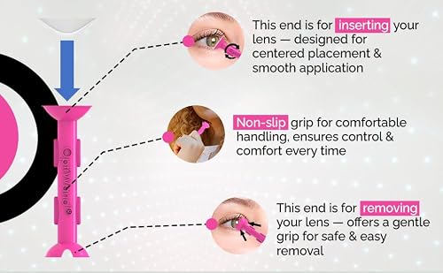 OptiWand Pink 3 Pack Portable Soft Contact Lens Removal & I…