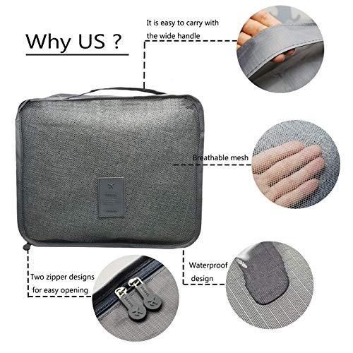 M-Jump 6 Set Travel Storage Bags Multi-Functional Clothing Sorting Packages, Travel Packing Compression Pouche, Luggage Organizer Pouch (Grey) #TOP1