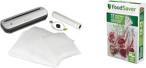 Miniatura 7 de FoodSaver Sellador al vacío que ahorra espacio con bolsas y rollo plateado