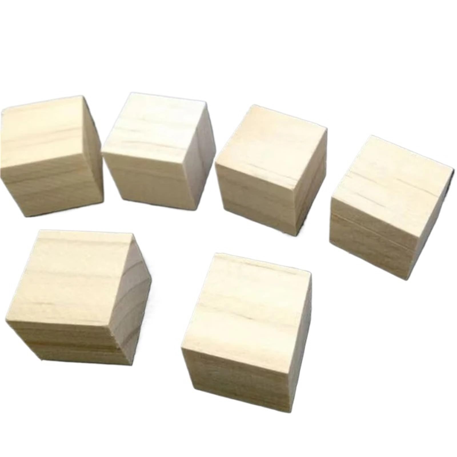 LSNNMU 50 Pcs 3cm Solid Wood Cube Wooden Square Blocks Kids Early Educational Toys DIY Woodwork Craft Decoration for Crafts