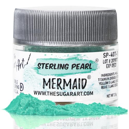 The Sugar Art - Sterling Pearl - Edible Shimmer Powder For Decorating Cakes, Cupcakes, Cake Pops, & More - Dust on Shine & Luster to Sweets - Kosher, Food-Grade Coloring - Mermaid - 2.5 grams
