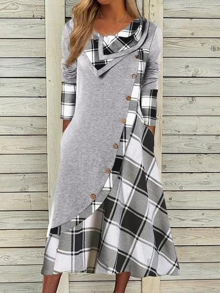 Winter Dresses for Women Wedding Guests Casual Cute Heart Long Sleeve Tiered Maxi Dress with Pockets Plus Size - Image 2