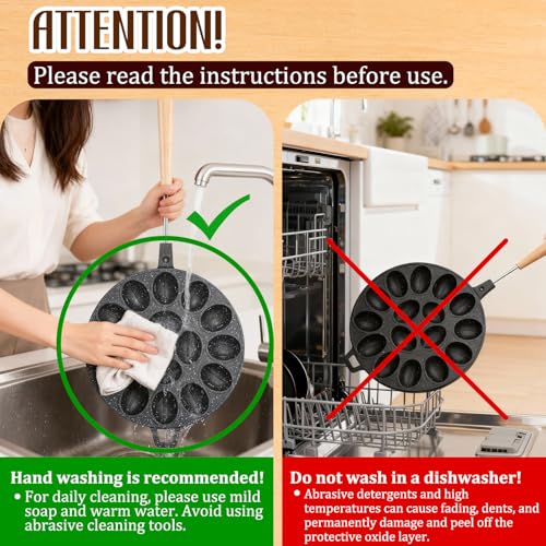 Fumete Set of 2 Oreshki Walnut Cookie Maker, Non-stick Aluminum Alloy Stove-top Mold Pan, Walnut-shaped Cookie Press Mold, 16 Shells Per Pan for Eastern European Dessert Tool, Holiday Festival Baking by Fumete - Image 6