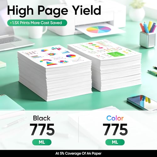 Image of 771 771A Ink Cartridges 775-ml Set 8-Pack High Yield Replacement for HP 771 771A Ink B6Y15A B6Y16A B6Y17A B6Y18A B6Y19A B6Y20A B6Y21A B6Y22A Compatible for HP DesignJet Z6200 Z6600 Z6800 Z6810 Printer