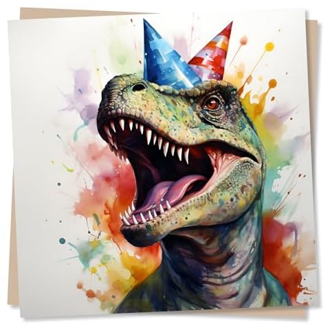 Stunning Multicolour T Rex Birthday Card Cover