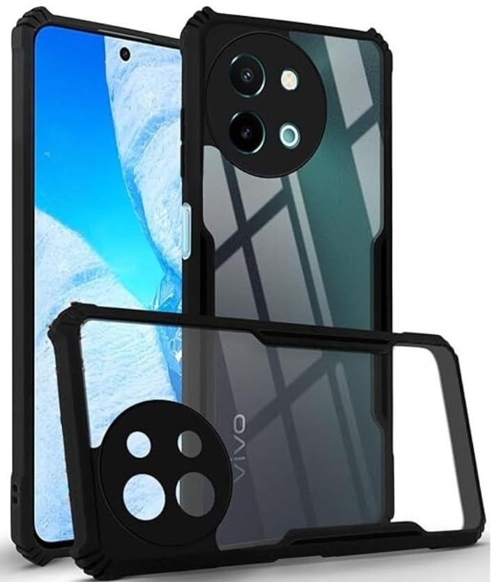 Image of Spazy Case Vivo Y58 5G Back Cover | Transparent Crystal Clear Hard PC Back Case with TPU Bumper, Drop Protection Case for Vivo Y58 5G