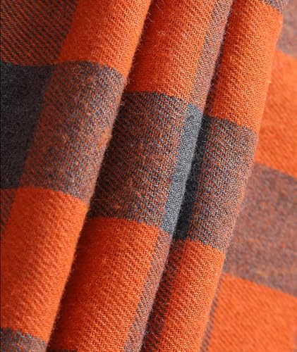JACKETOWN Men's Flannel Long Sleeve Hoodie Shirts Casual Button Down Plaid Shirt Jackets Stylish with Pocket Orange - image 6