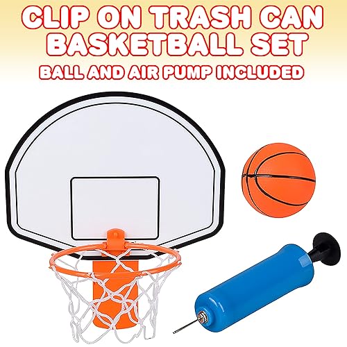 ArtCreativity Mini Basketball Hoop Trash Can Set, Includes Clip-On Hoop with Backboard, Inflatable Ball and Pump, Fun Indoor Basketball Hoop for Kids, Office Toys, Trashketball Classroom Games2