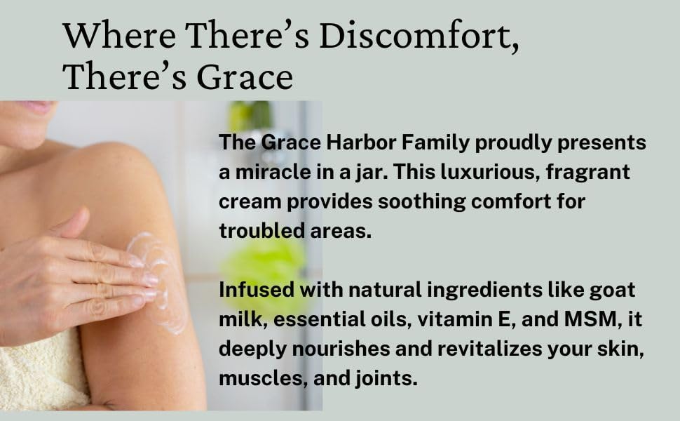 Miniatura 8 de Grace Harbor MSM Cream Original Masaje diario para piel, músculos y articulaciones con leche de cabra, aceites esenciales y MSM Terapia de