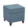 Furnistar modern square storage ottoman footstool with hinge hidden top foot rest stool for living room 17 inches height aire force blue  urban country home decor