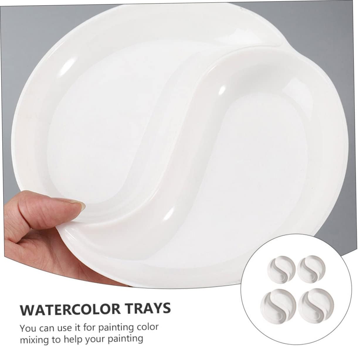 4Pcs Painting Color Mixing Tray Set for Artists White Plastic